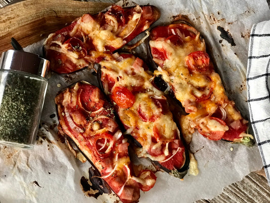 Pizzas de Berenjena con Jamón en Freidora de aire