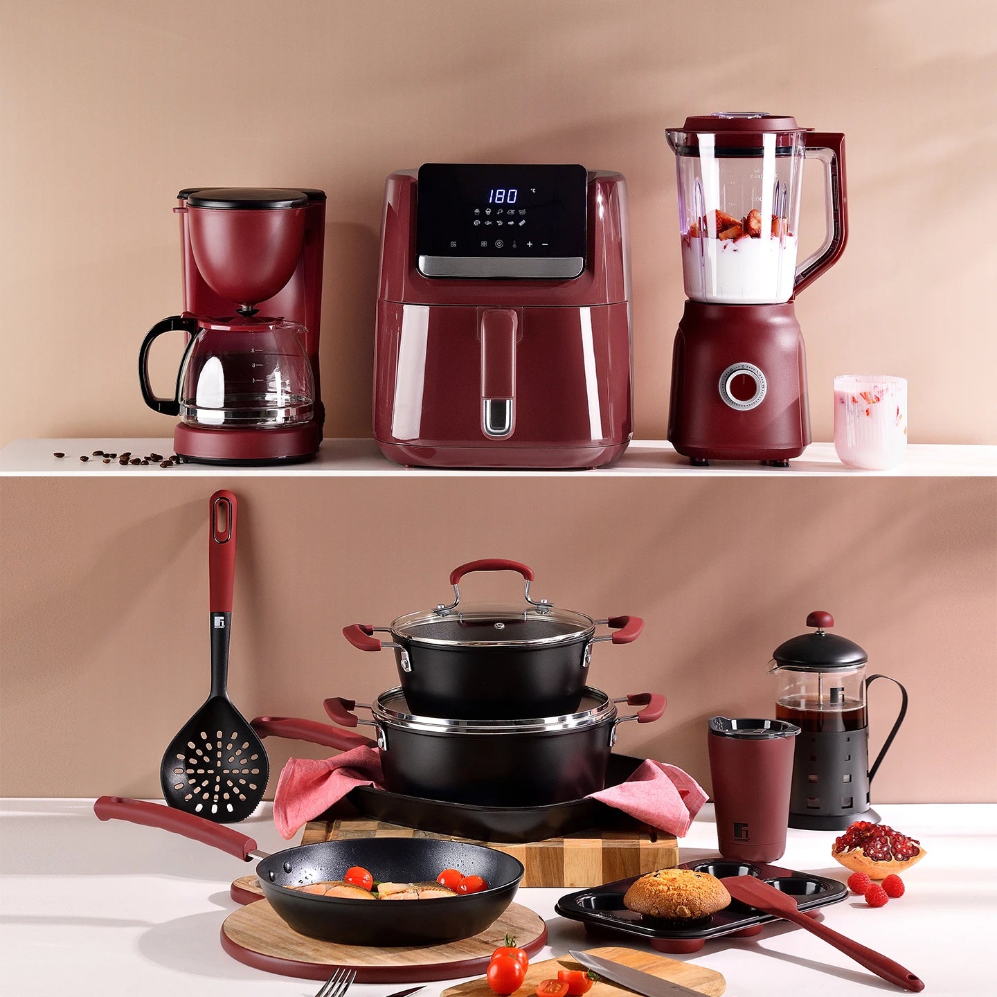 Amasadora 1300W 5L 8 Velocidades + Turbo Maroon - Bergner