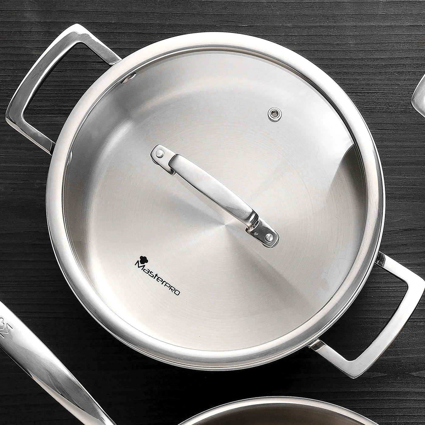 Cacerola de acero inox sin revestimiento con tapa LEGACY - MasterPRO