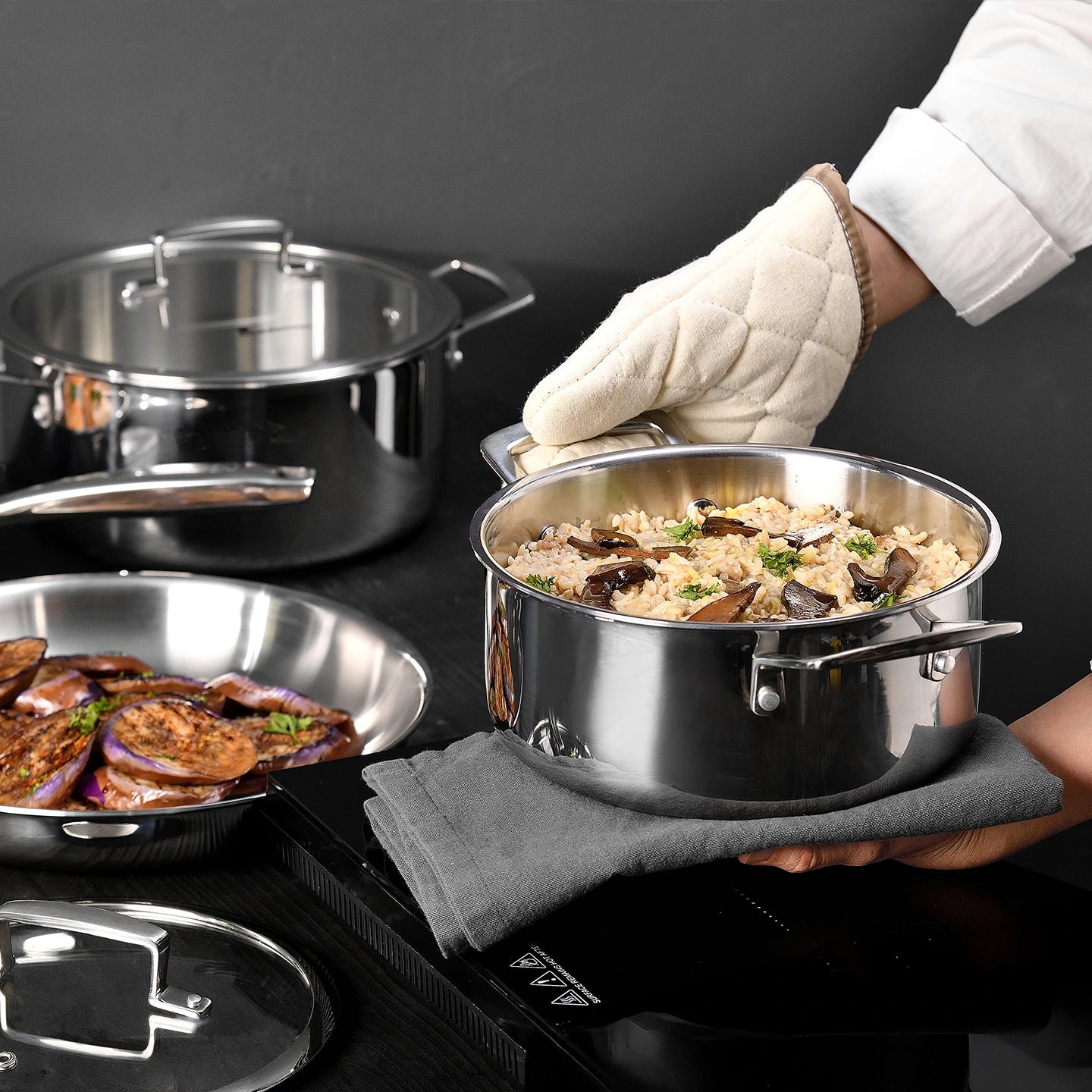 Cacerola de acero inox sin revestimiento con tapa LEGACY - MasterPRO