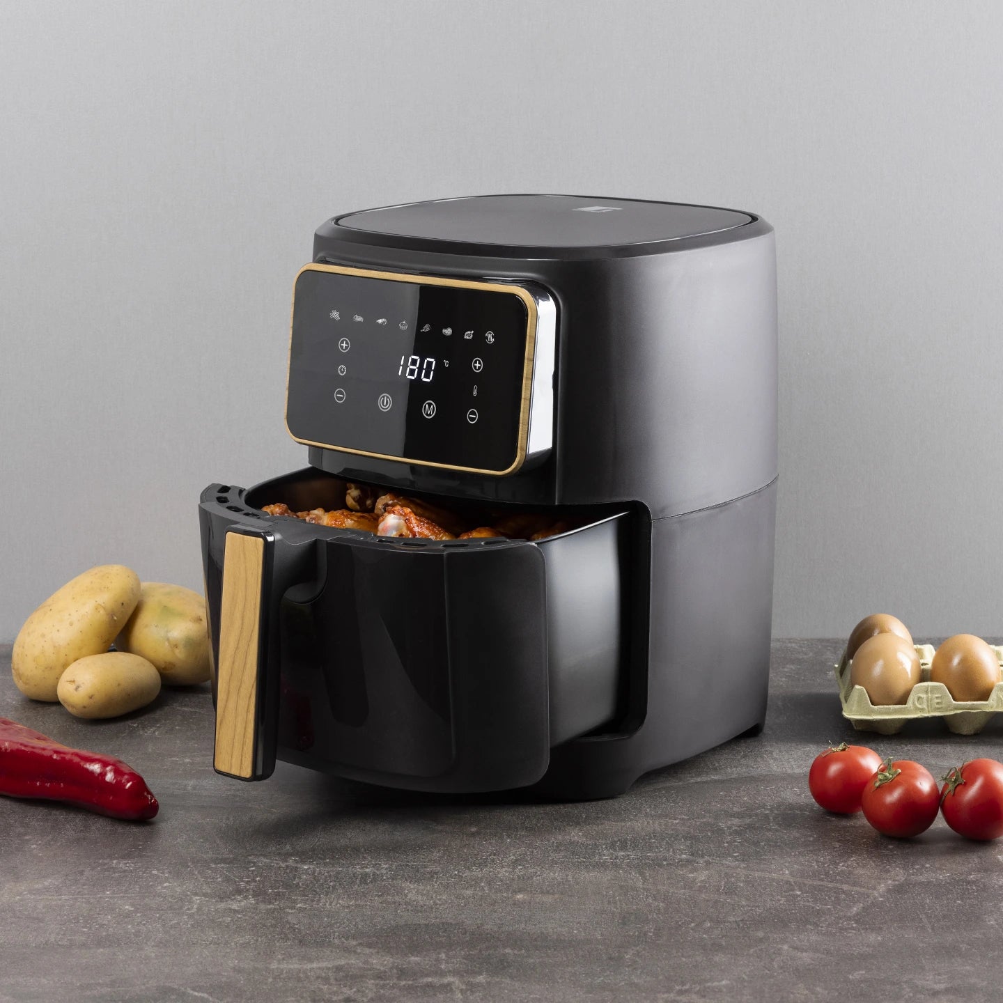 Freidora de Aire 1800W 6.9L 8 Programas Charcoal - Bergner