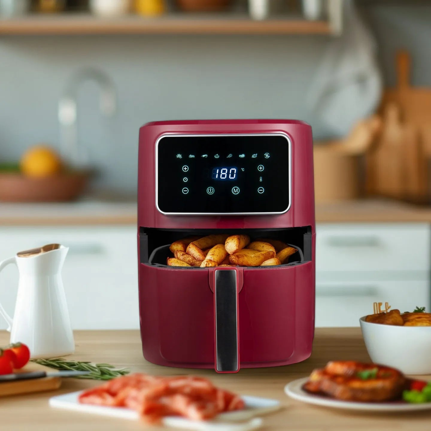 Freidora de aire Maroon de 1800W 6,9L y 8 programas preestablecidos - Bergner