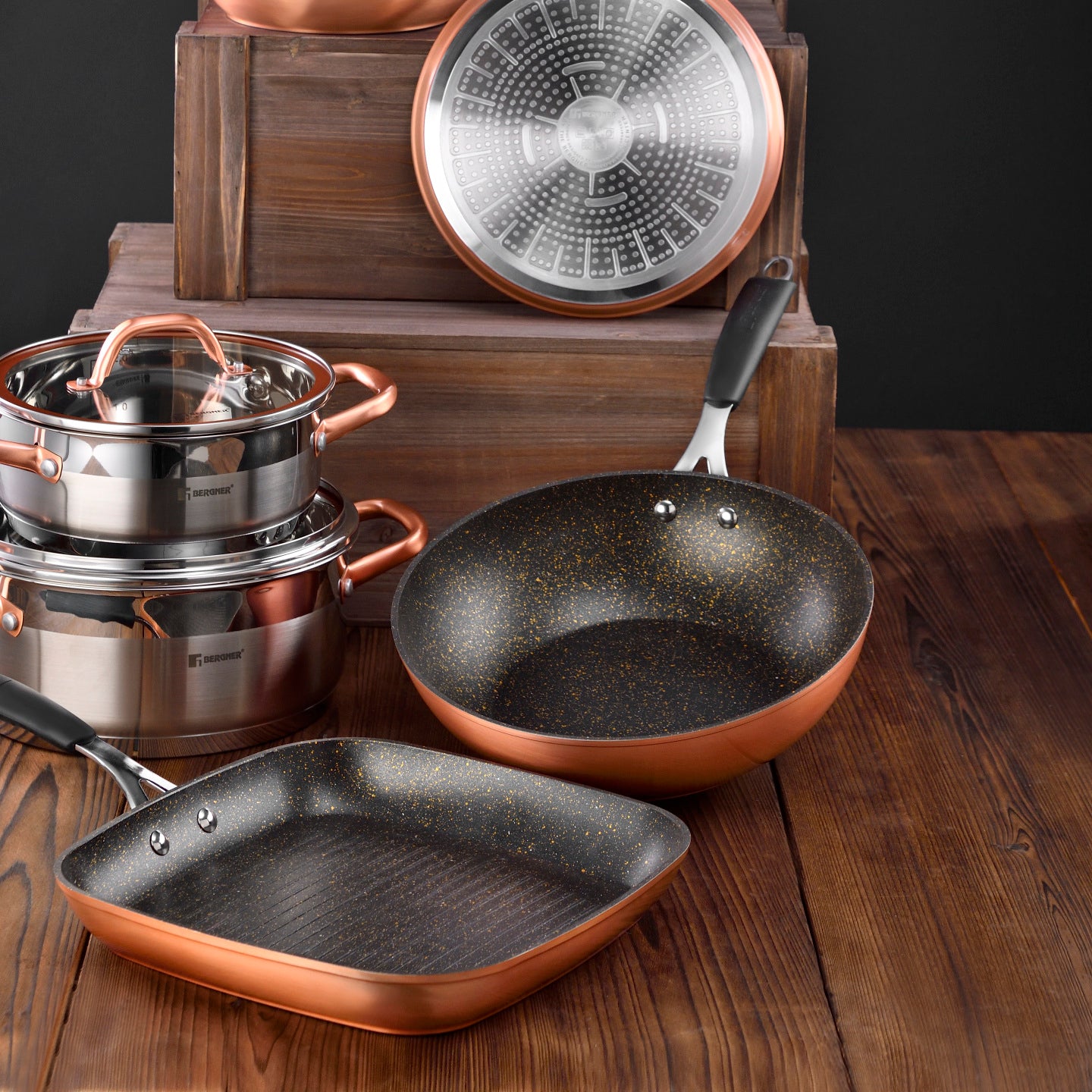 Set de plancha asador y wok de 28 cm - Copper