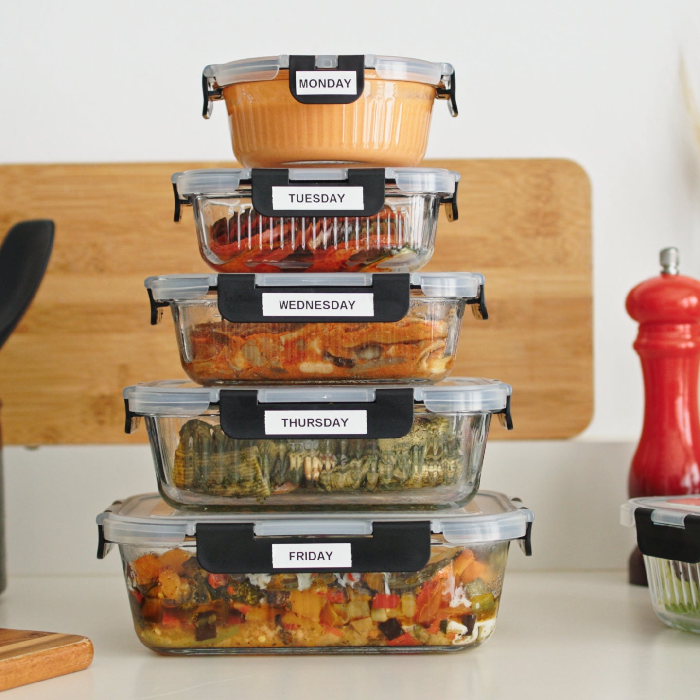 Tápers rectangulares para conservar alimentos MasterPRO 4 unidades - Foodies