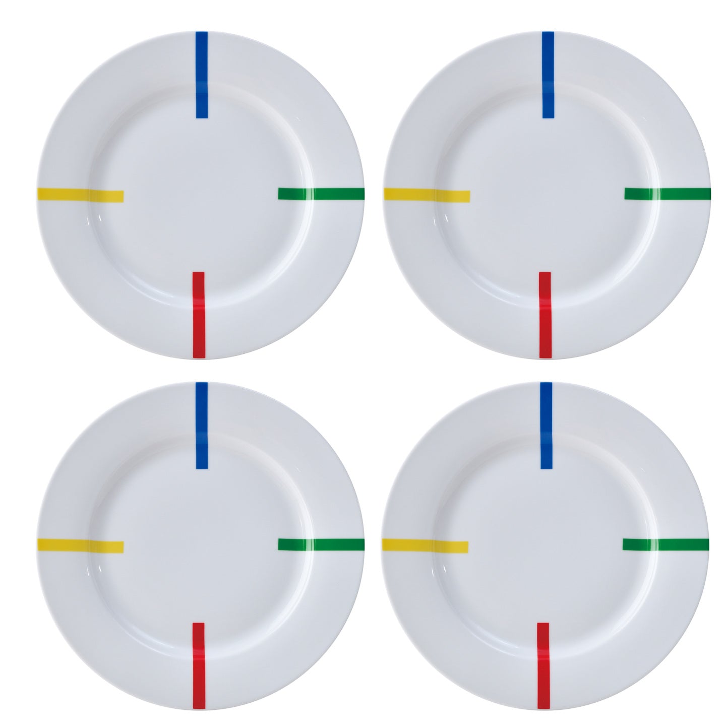 Juego de 4 platos llanos Benetton de porcelana - Rainbow