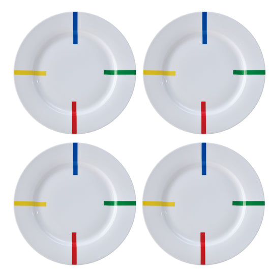 Juego de 4 platos llanos Benetton de porcelana - Rainbow