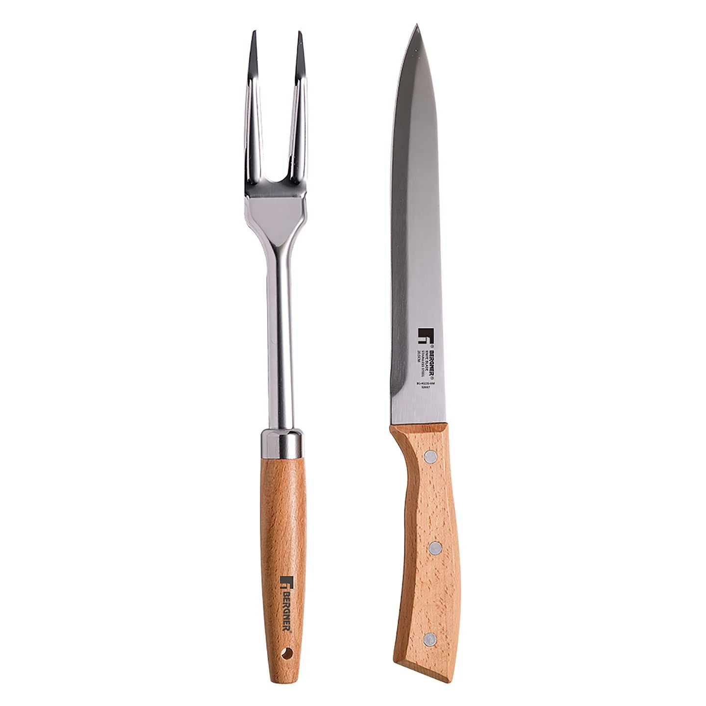 Cuchillo y Tenedor trinchador de Acero Inox BBQ Lovers - Bergner