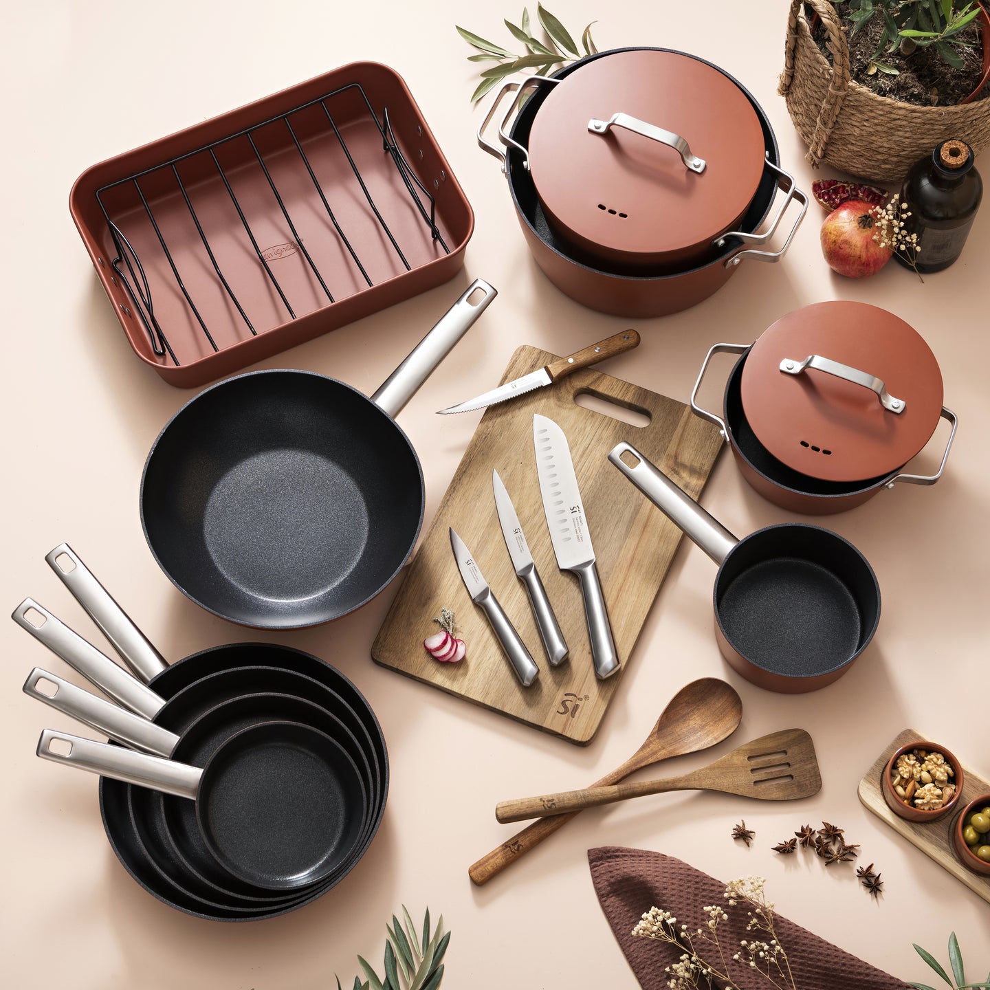 Juego de sartenes San Ignacio de aluminio forjado reciclado - Agros Reeco