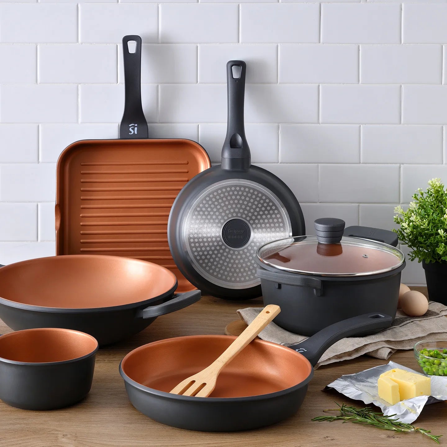 Batería de cocina 3 piezas San Ignacio de aluminio fundido - Bronze