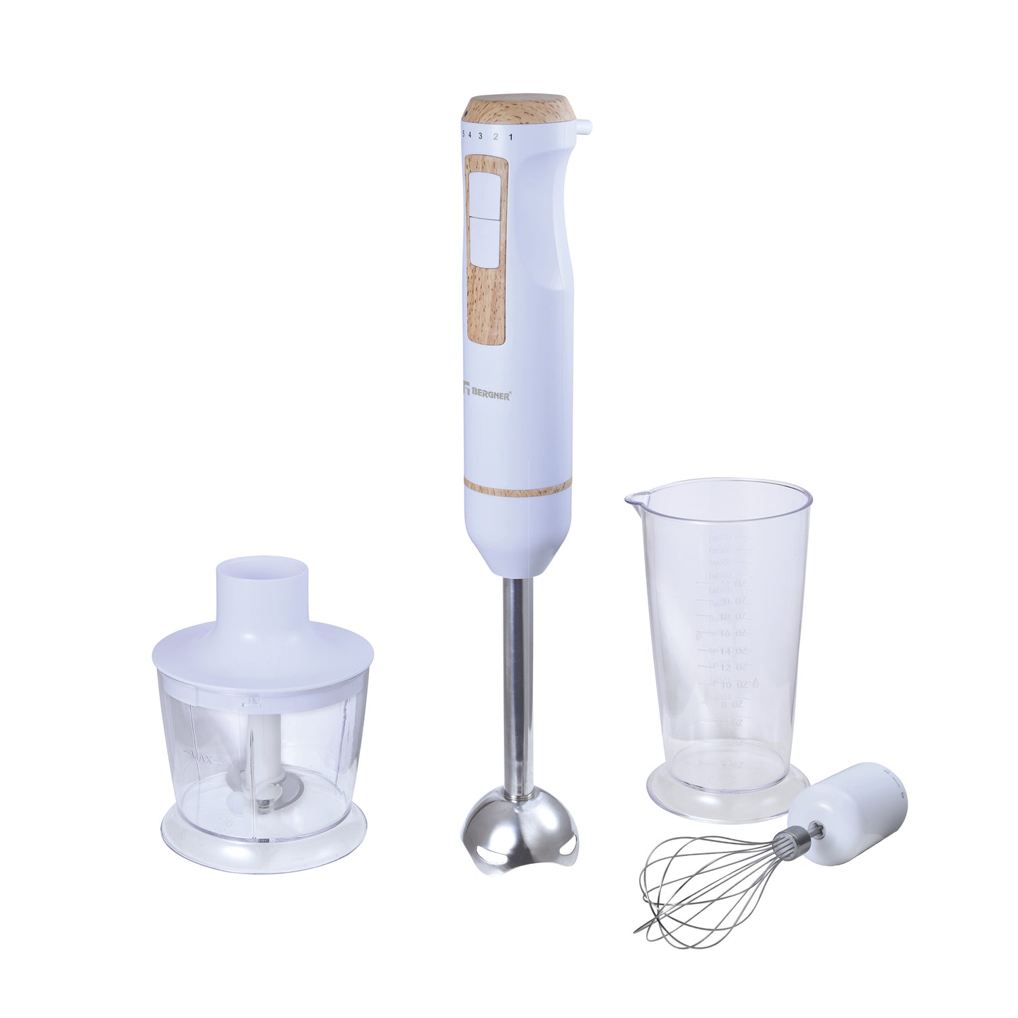SET BATIDORA DE MANO 800W CON CHOPPER 0,5L, BATIDOR Y VASO 0,7L NATURALLY BG