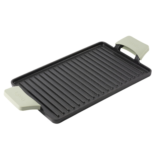 PLANCHA RECTANGULAR 43X23X1.5CM HIERRO FUNDIDO NEGRO MATE C/ 2PZS OREJA SILICONA LÉKUÉ LÉKUÉ