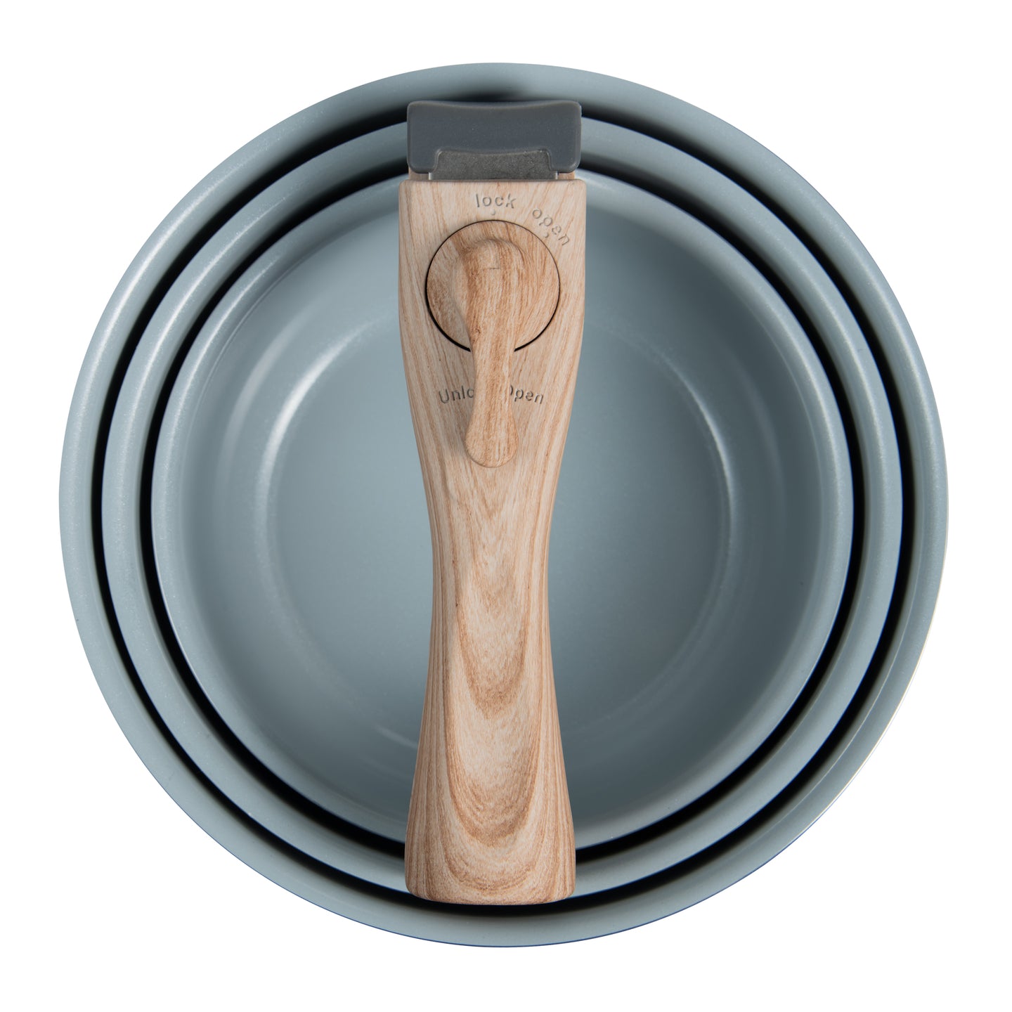 Set de 3 cazos 16, 18 y 20 cm con mango extraíble de aluminio prensado verde - Click & cook (2)