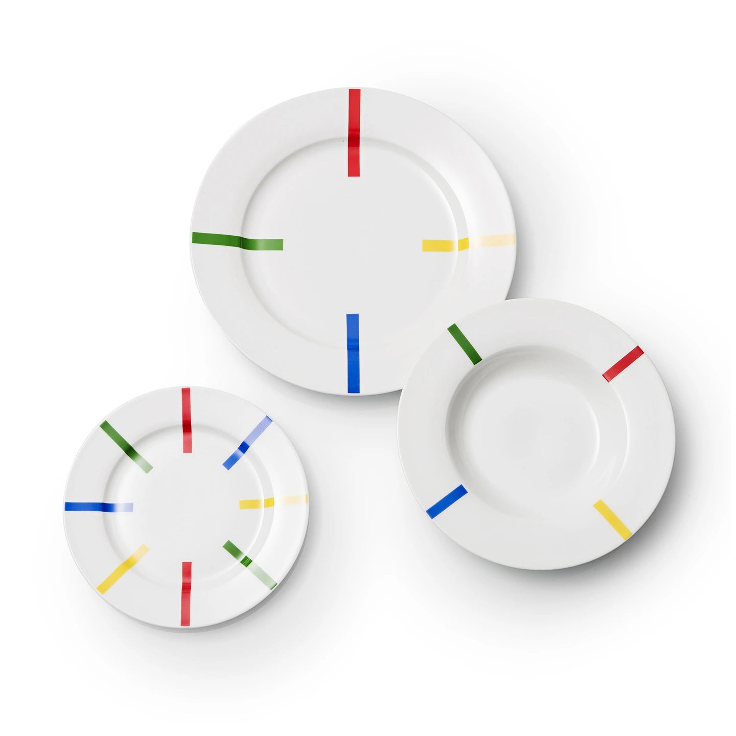 Set 12Pzs Vajilla Porcelana Plato Llano / Hondo / Postre - Rainbow Benetton