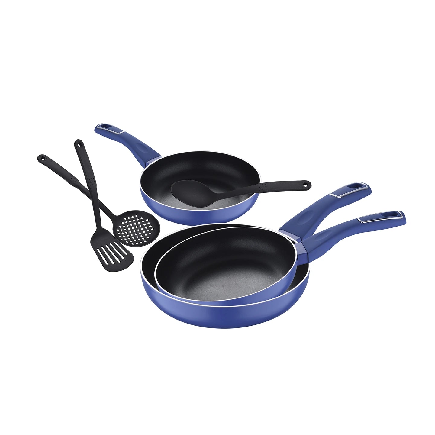 3 Sartenes de Aluminio Prensado Azul Land + 3 utensítlios de cocina - San Ignacio