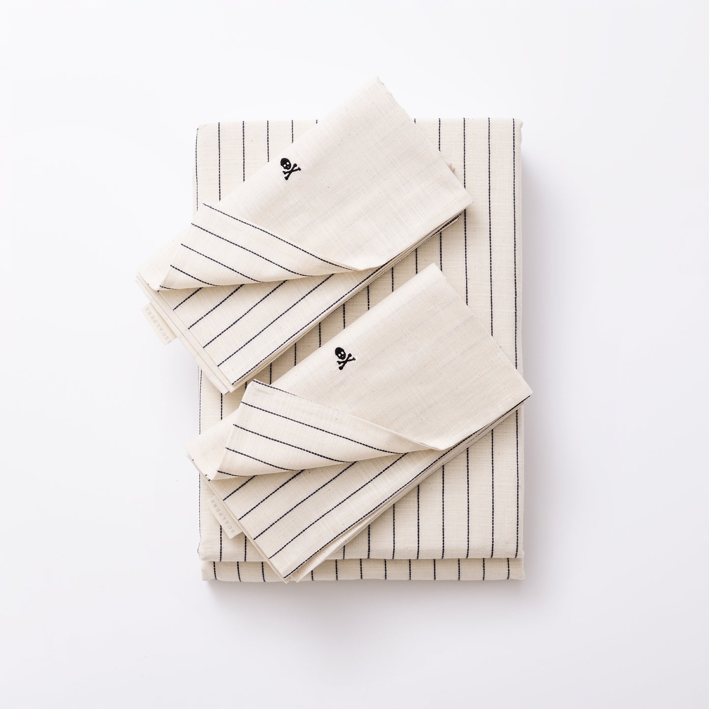 SET CAMA RAYAS (FUNDA NORDICA 260X240CM+ FUNDA ALMOHADA (X2) 50X105CM) 100% ALGODÓN 120GSM ECRU RAYAS CIERRE DE BOTONES HAZE SCALPERS HOME SC