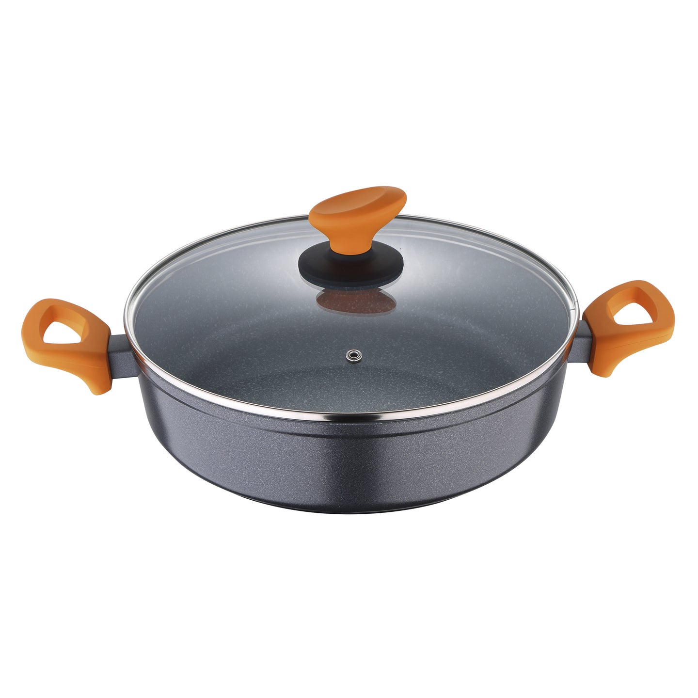 OLLA BAJA 28X7.5CM ALUMINIO FORJADO IND CON TAPA LAVA SG