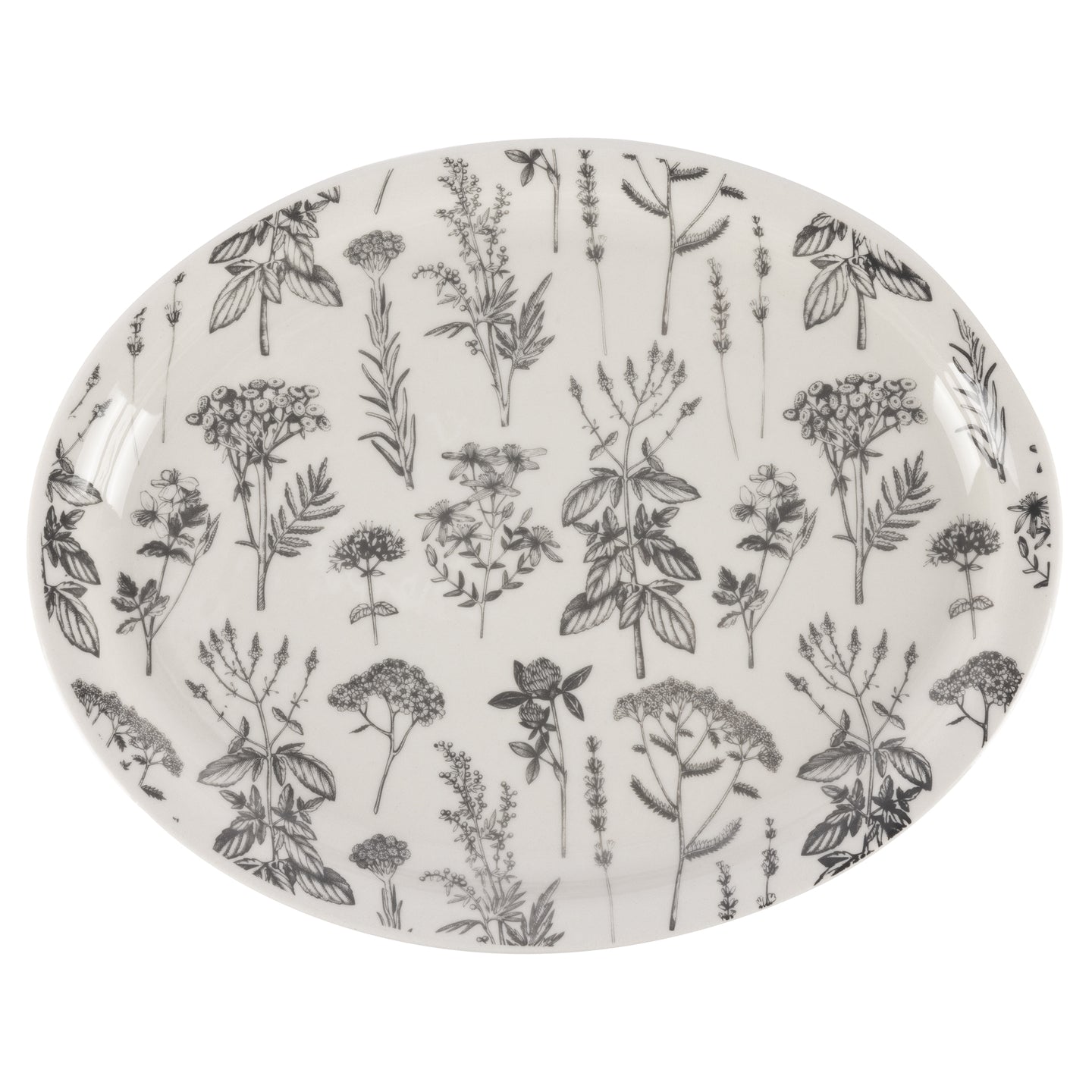 Plato de servir ovalado gres 30.5x24 cm - Flower