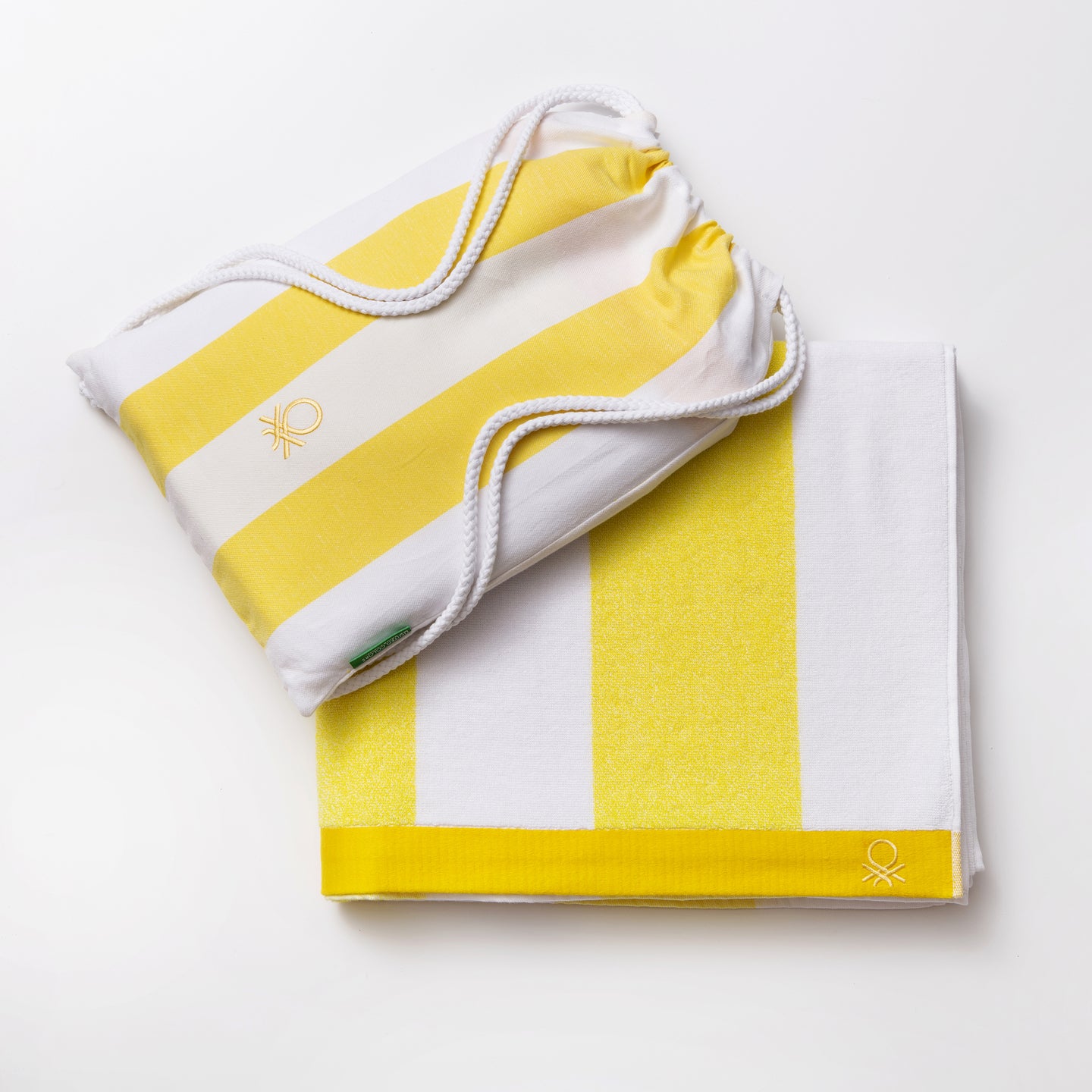 SET 2PC TOALLA DE PLAYA (TOALLA 90X160CM + 1BOLSA 144TC HILO TEÑIDO) AMARILLO RAINBOW BE