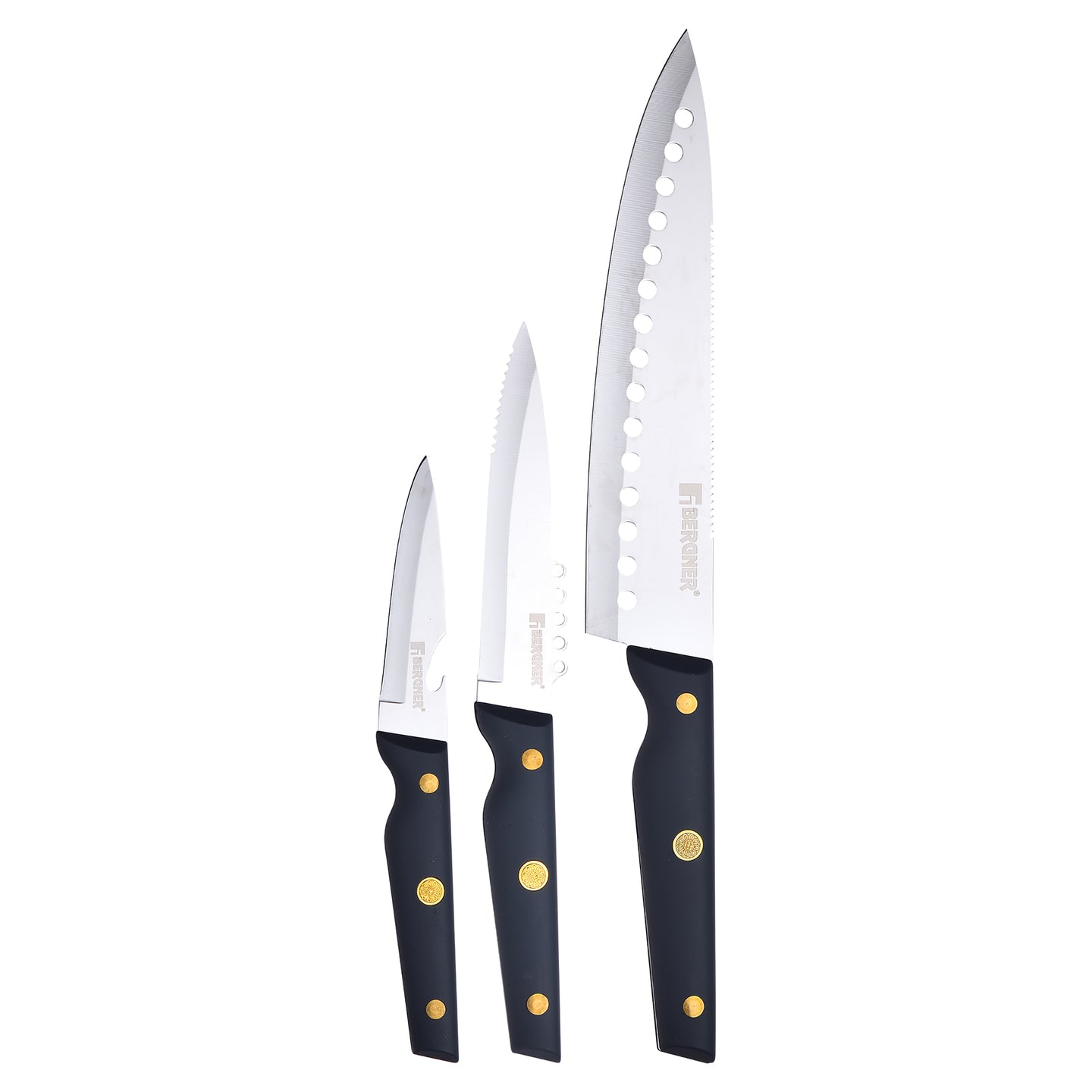 Set 3 Cuchillos de cocina Bergner & SET 3PC CUCHILLOS ACERO INOX PRO REECO BG