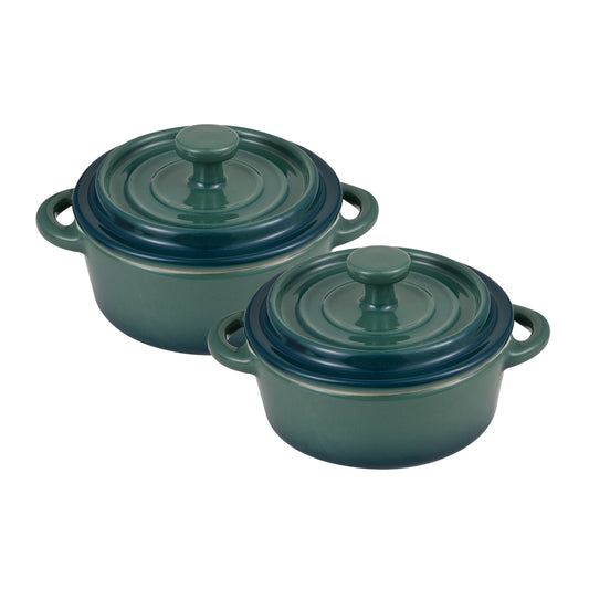 SET 4PCS MINICACEROLAS DE GRES CON TAPA VERDE EXCALIBUR BG