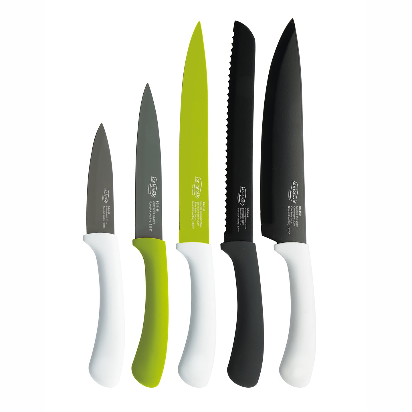 SET 5PCS CUCHILLOS ACERO INOX GREEN SG