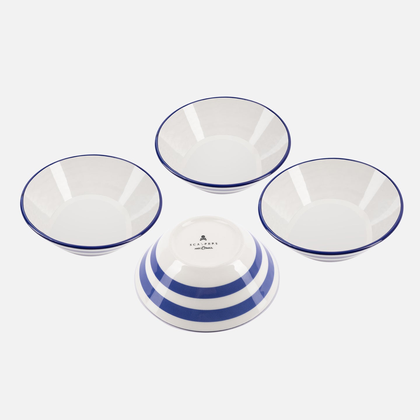 SET BOLS RAYAS 4PC  50CL CERAMICA RAYAS MEDITERRANEAN SCALPERS HOME SC