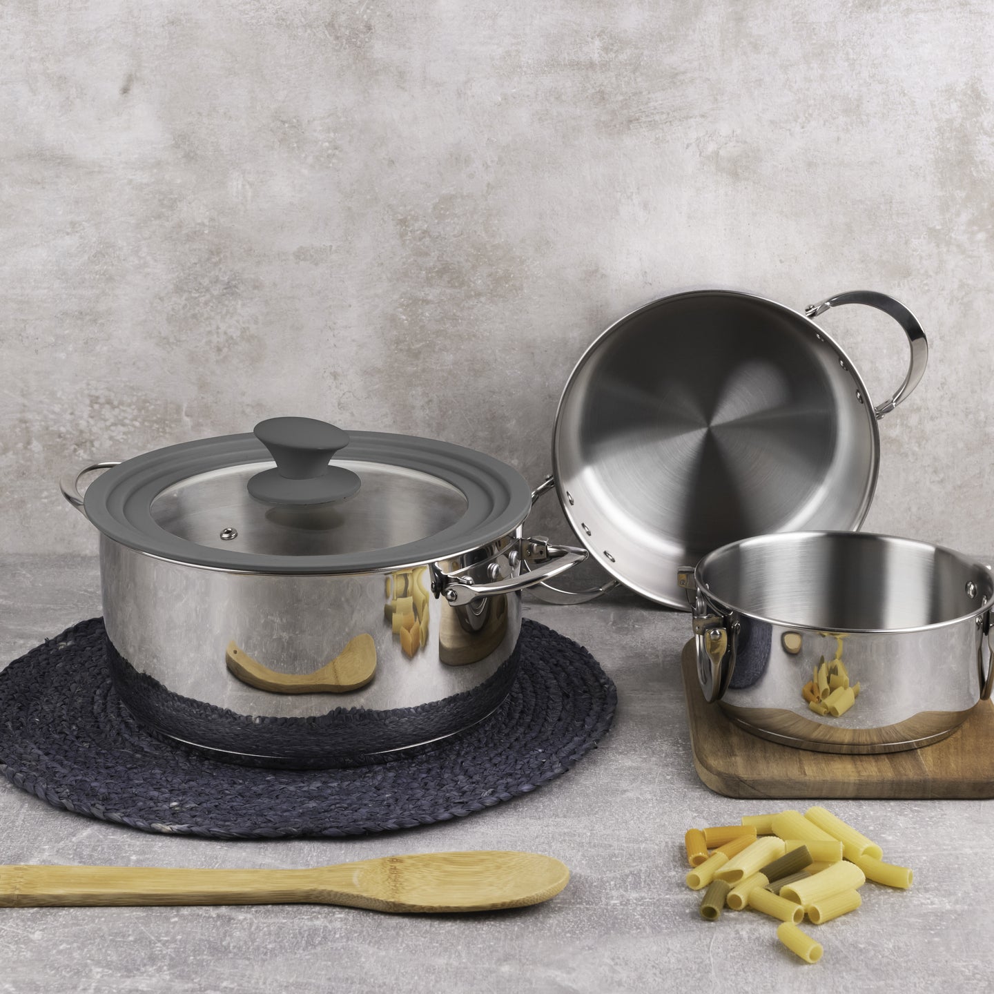 Batería de cocina apilable MasterPRO de acero inoxidable 4 piezas - Foodies Collection (3)