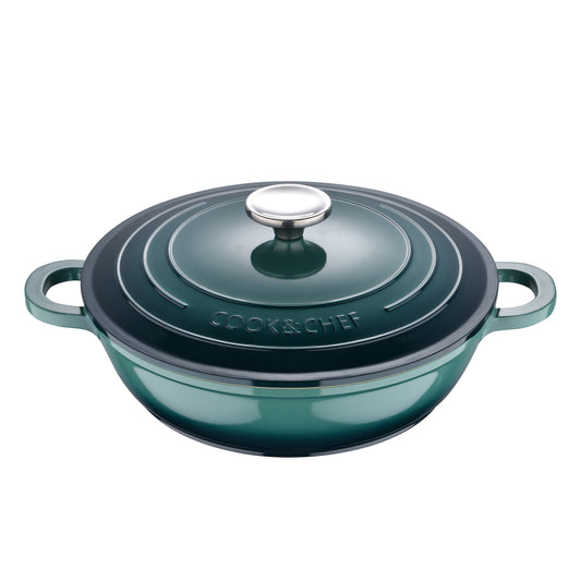 OLLA BAJA 24X6.5CM ALUMINIO FUNDIDO IND C/TAPA EXCALIBUR GREEN BG
