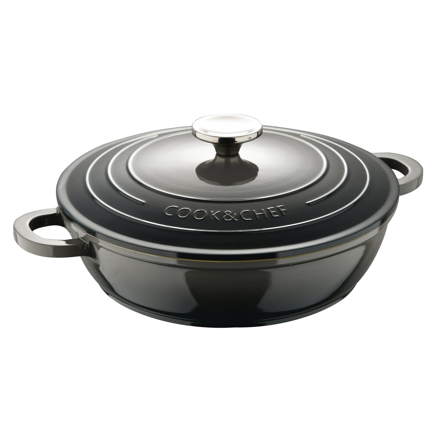 OLLA BAJA 24X6.5CM ALU FUNDIDO IND C/TAPA GRIS EXCALIBUR BG