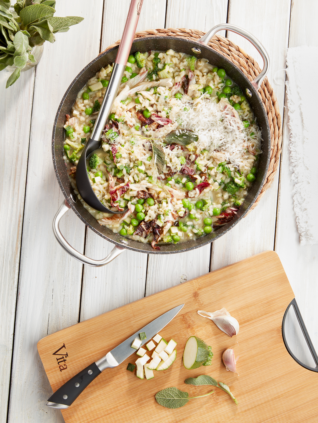 Risotto verde con radicchio