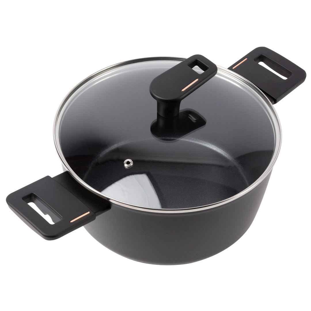 Cacerola con tapa 24Cm Aluminio Forjado Negro Mate Copper - Bergner