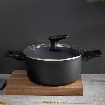 Cacerola con tapa 24Cm Aluminio Forjado Negro Mate Copper - Bergner