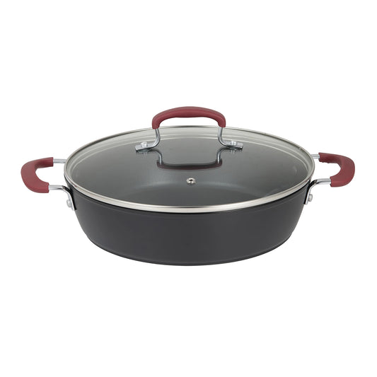 Cacerola Baja con Tapa 28Cm Alu Forjado Maroon - Bergner