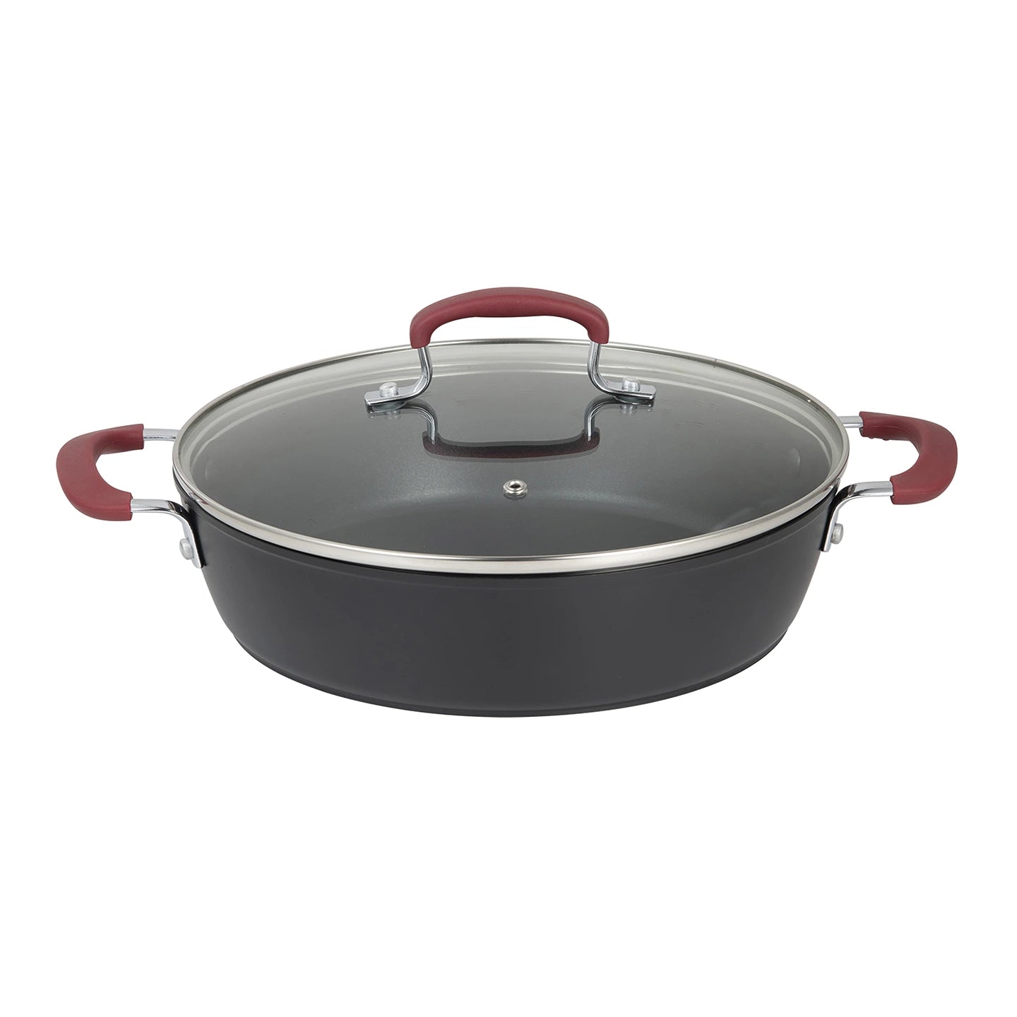 Cacerola Baja con Tapa 28Cm Alu Forjado Maroon - Bergner