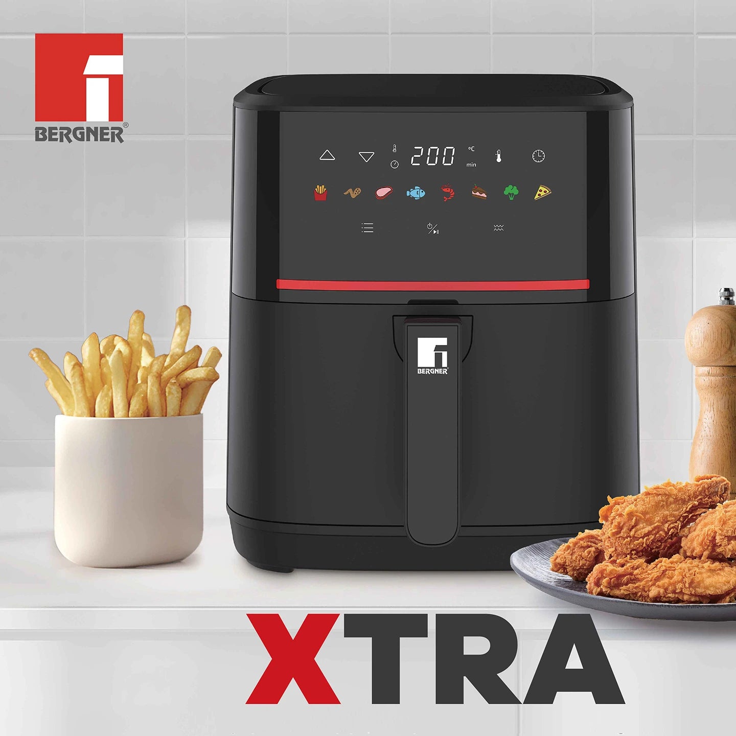 Freidora de Aire 2200W 6.5L 8 Programas Xtra 650 - Bernger