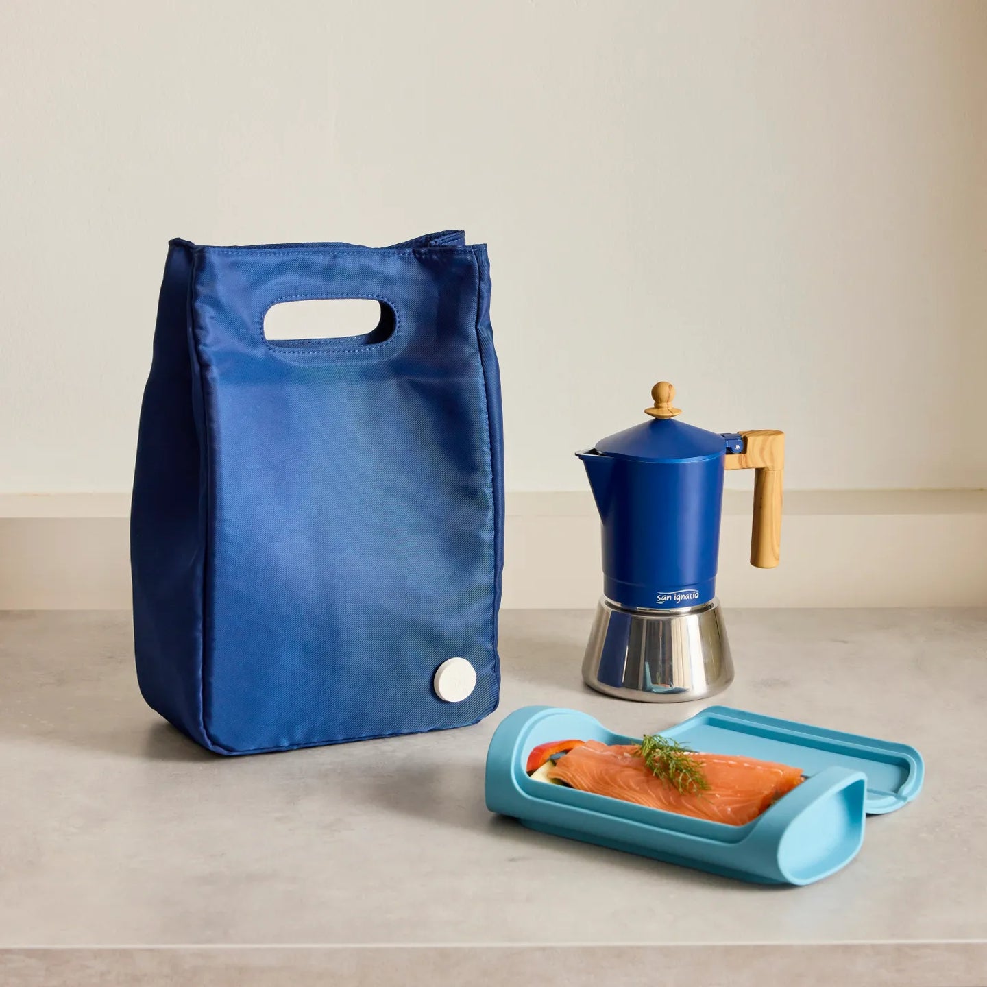 Cafetera de 6 tazas azul Mediterránea  apta para inducción - San Ignacio