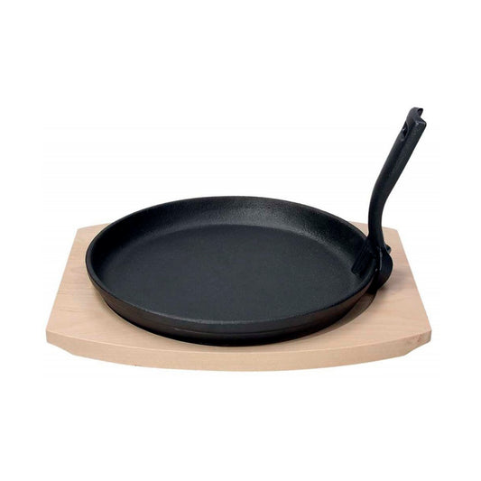 Plato de hierro fundido San Ignacio ideal para carnes con tabla de madera - Vita