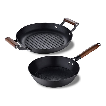 Set de wok y asador redondo de MasterPRO de hierro prensado 24 cm - Odin