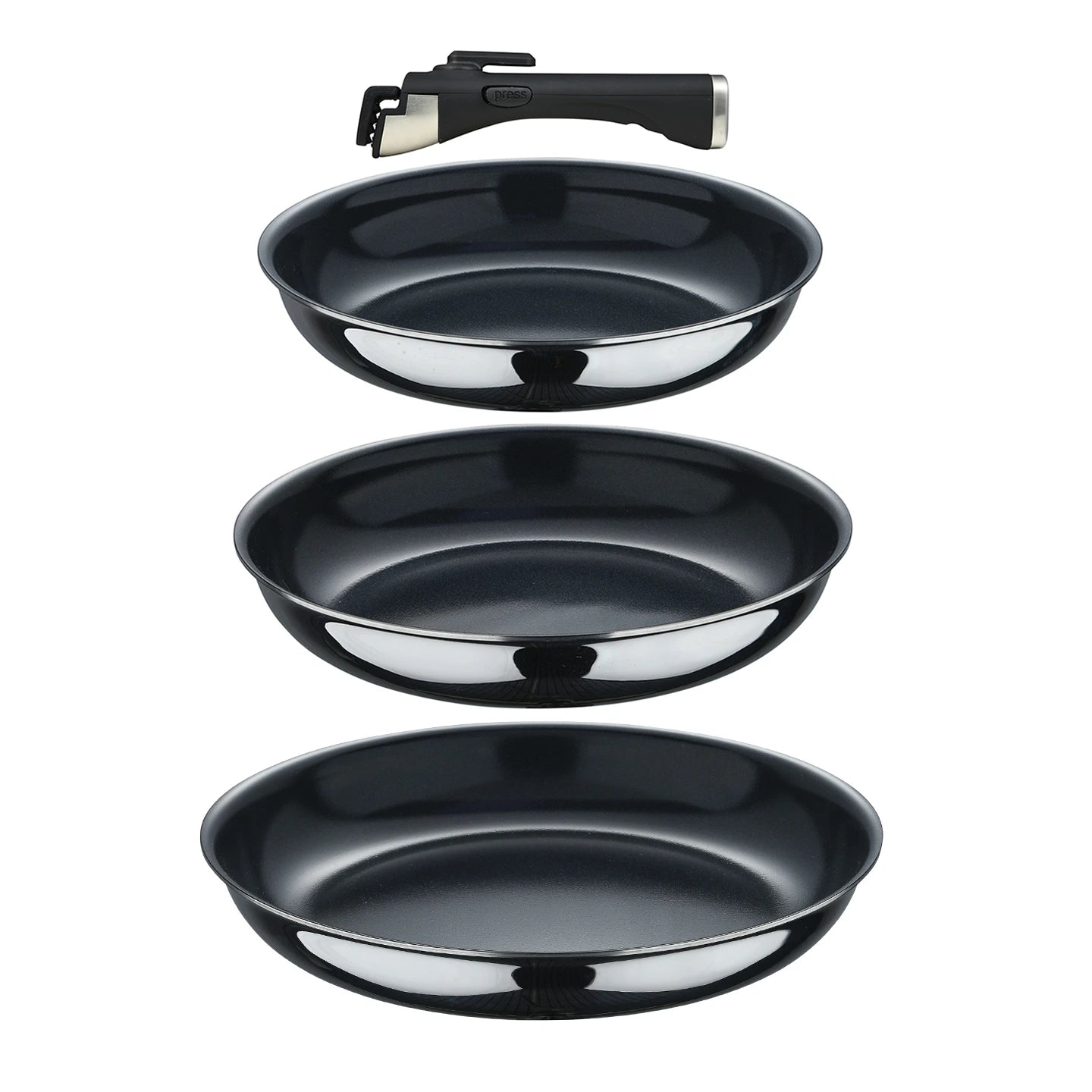 Juego de 3 sartenes + 1 Mango desmontable LEGACY - MasterPRO