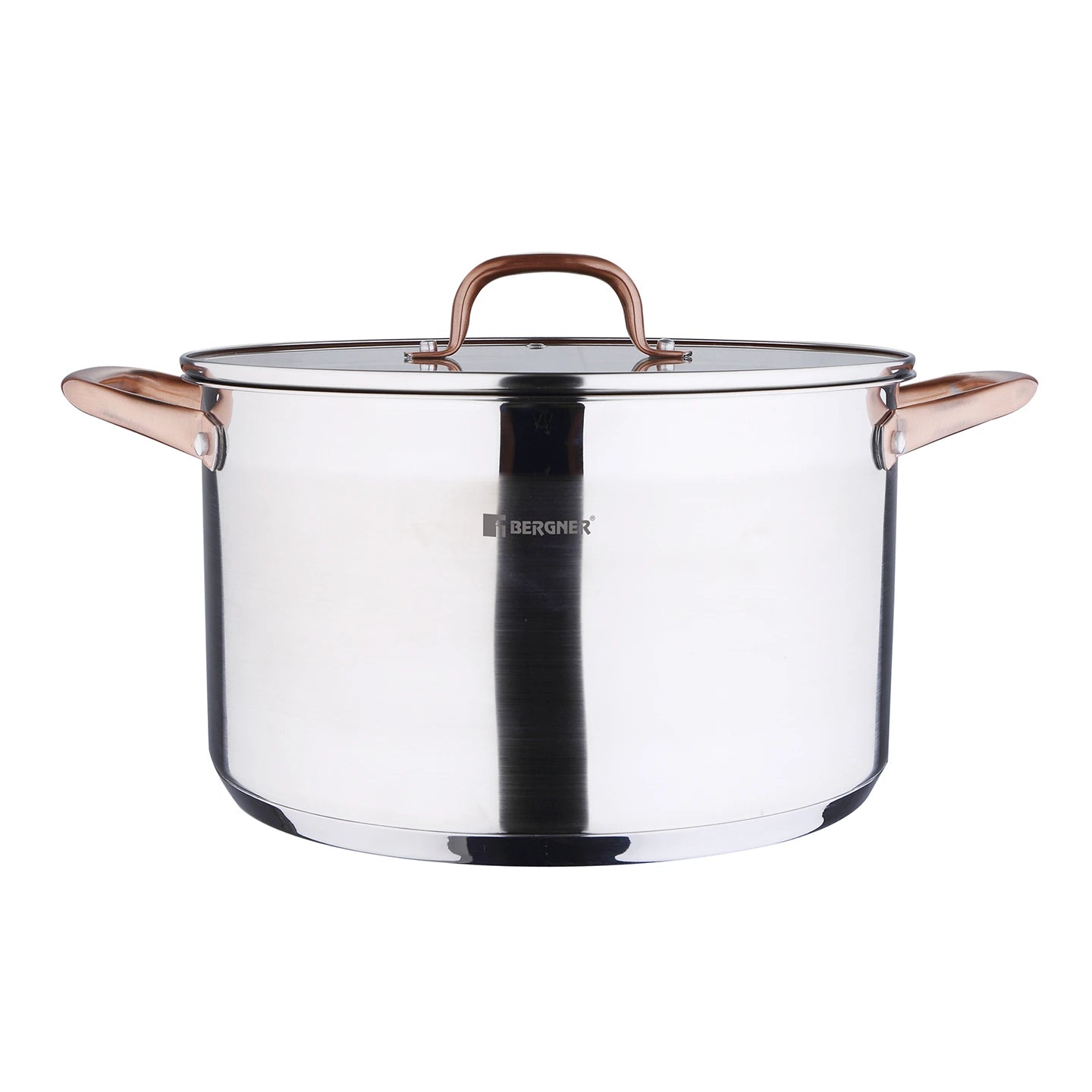Olla Alta con tapa de 28Cm de Acero Inox Copper - Bergner