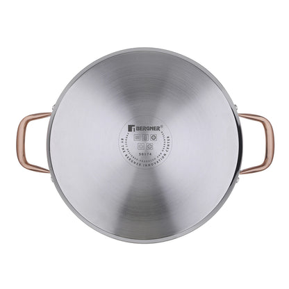 Olla Alta con tapa de 28Cm de Acero Inox Copper - Bergner