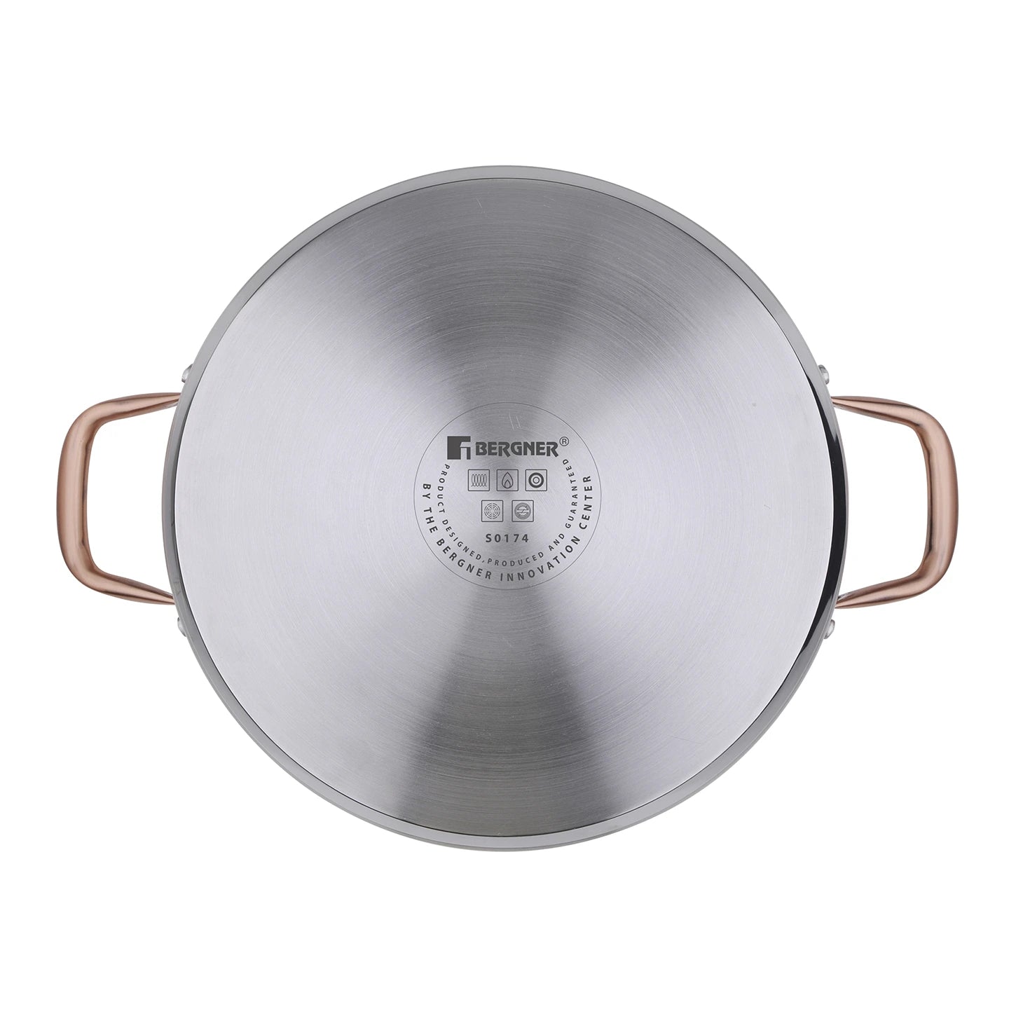 Olla Alta con tapa de 28Cm de Acero Inox Copper - Bergner