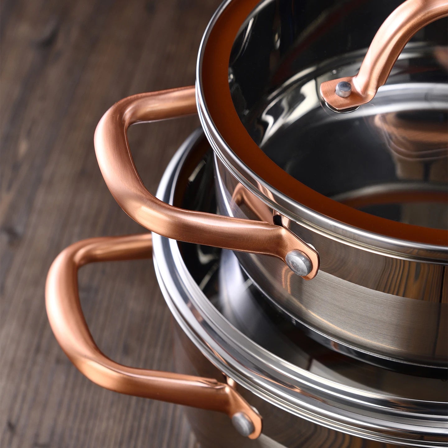 Olla Alta con tapa de 28Cm de Acero Inox Copper - Bergner