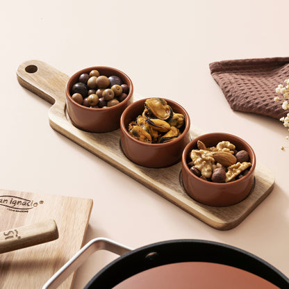 Set de 3 cuencos de porcelana con bandeja de madera San Ignacio (1)