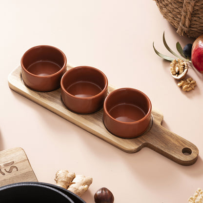 Set de 3 cuencos de porcelana con bandeja de madera San Ignacio (2)