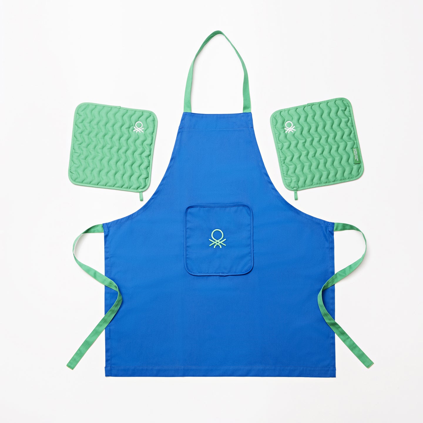 SET 3PC DELANTAL (DELANTAL + 2 AGARRADORES) 75X85CM 100% ALGODÓN 190GSM AZUL RAINBOW BE