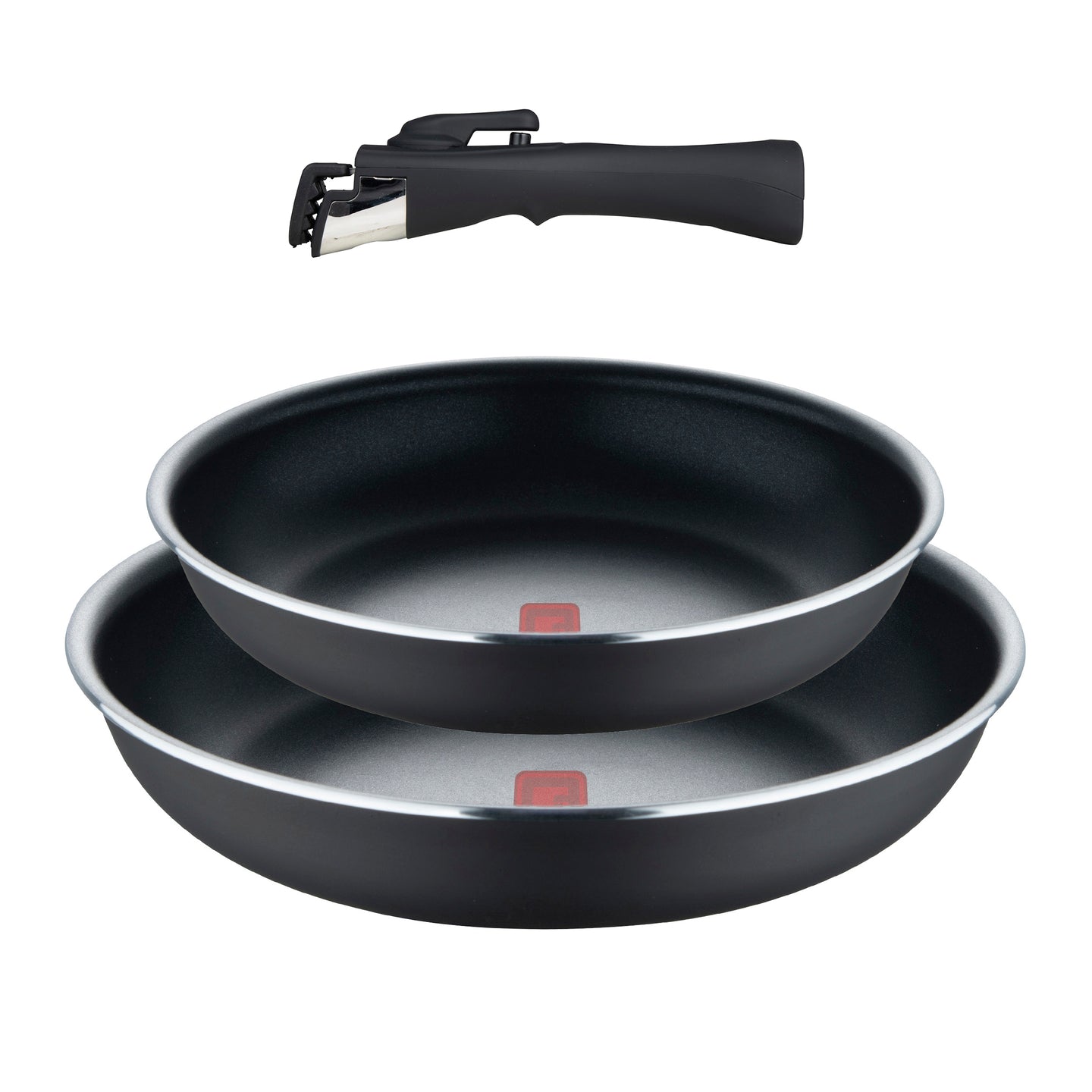 SET 2 PZS SARTEN (24 + 28CM) ALU PRENSADO IND NEGRO C/ MANGO DESMONTABLE CLICK&COOK BG