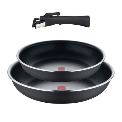 SET 2 PZS SARTEN (24 + 28CM) ALU PRENSADO IND NEGRO C/ MANGO DESMONTABLE CLICK&COOK BG
