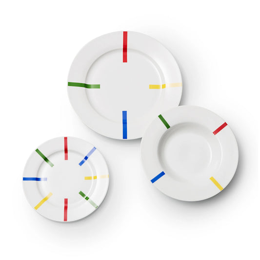 Set 12Pzs Vajilla Porcelana Plato Llano / Hondo / Postre - Rainbow Benetton