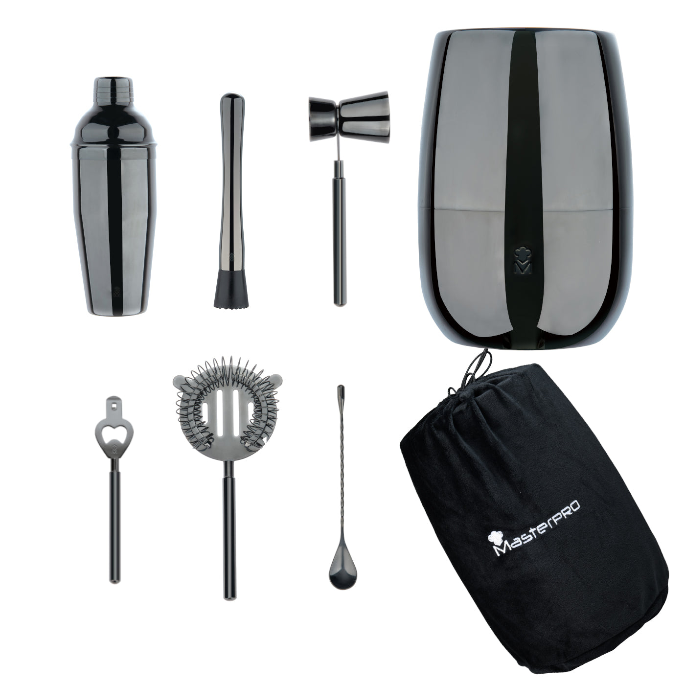 The Drop set de coctelería de 6 piezas con cubitera - Color metálico negro